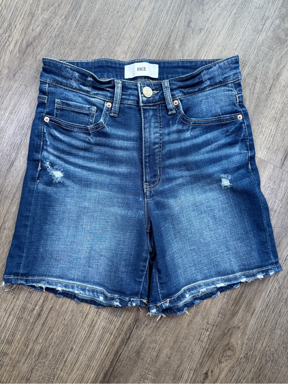 BKE Parker Distressed Denim Shorts Sz 25 Long Inseam Rollable
